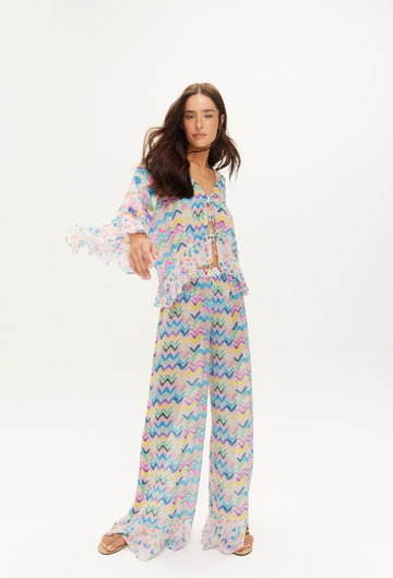 ruffled zigzag colourful trousers