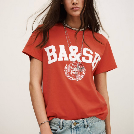 ned tshirt with white bash on the front  model shot