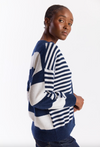 Beach Stripe Cardigan Navy
