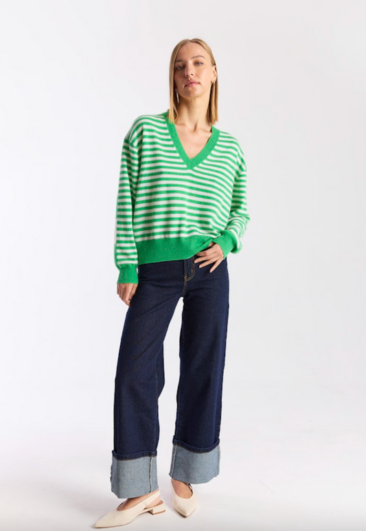 Beach Stripe Knit Spring Green