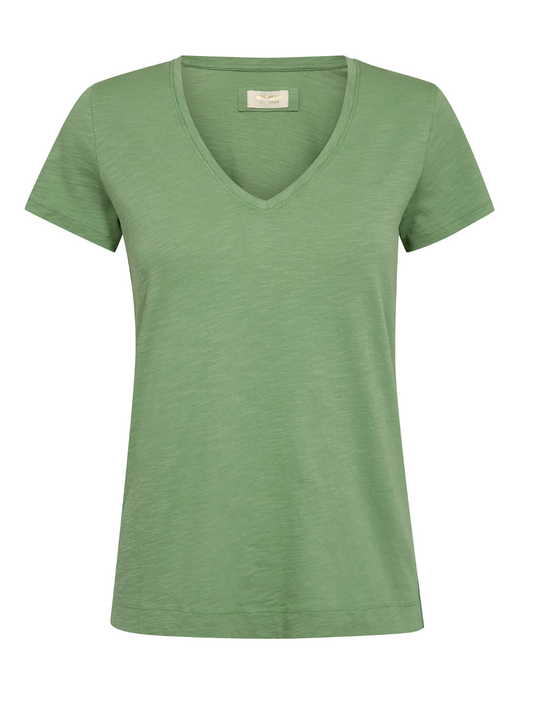 v neck green short sleeve cotton t shirt