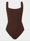 Coverage Square Neck Swimsuit Metallic Chocolate