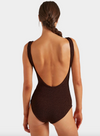 Coverage Square Neck Swimsuit Metallic Chocolate