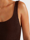 Coverage Square Neck Swimsuit Metallic Chocolate
