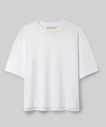 White t-shirt on light grey background