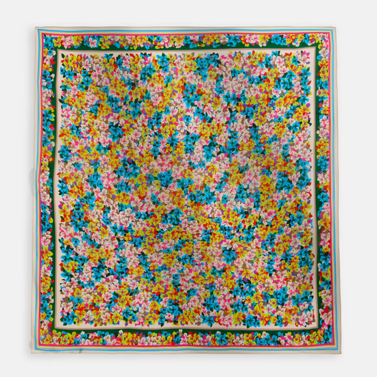 Bright floral square silk blend scarf 