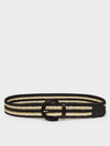 black and natural woven belt with leather details