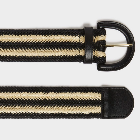 Black and natural woven belt 