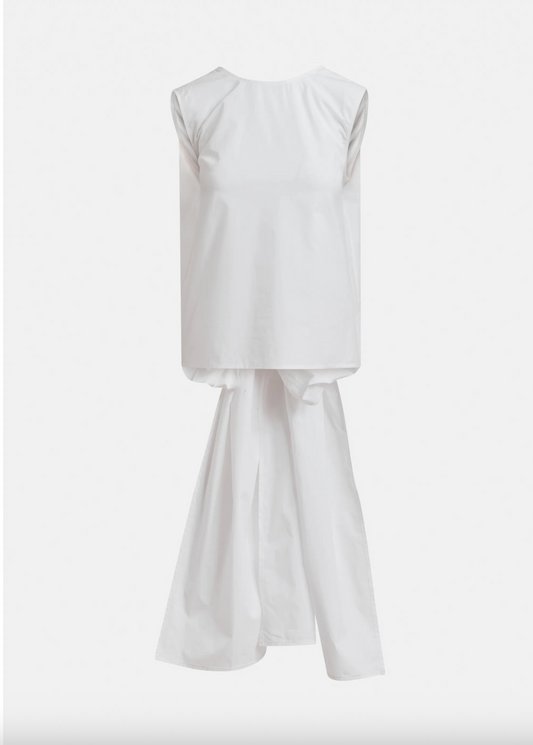 White sleeveless top on a white background