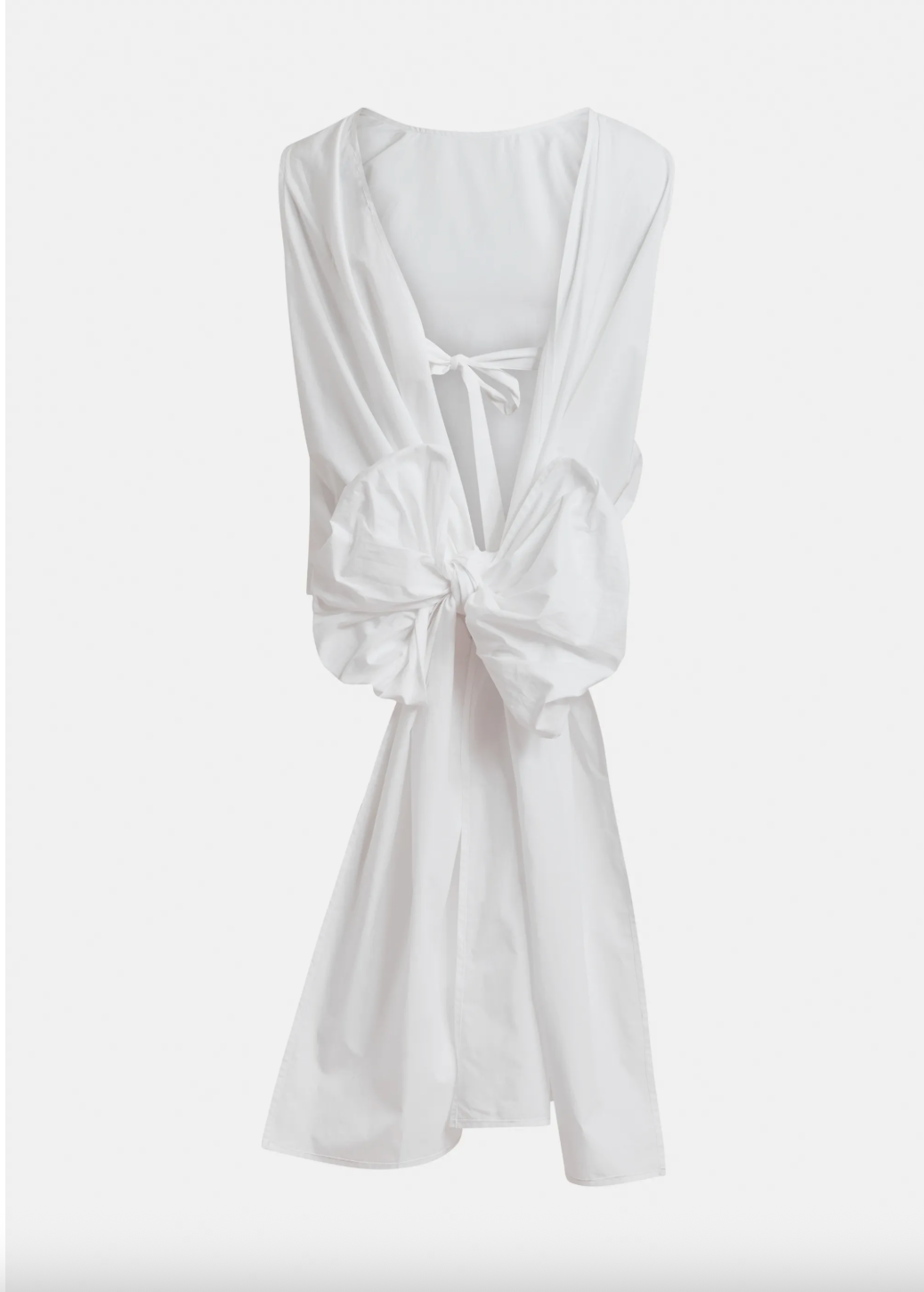 White sleeveless top with a knot detail on a white background