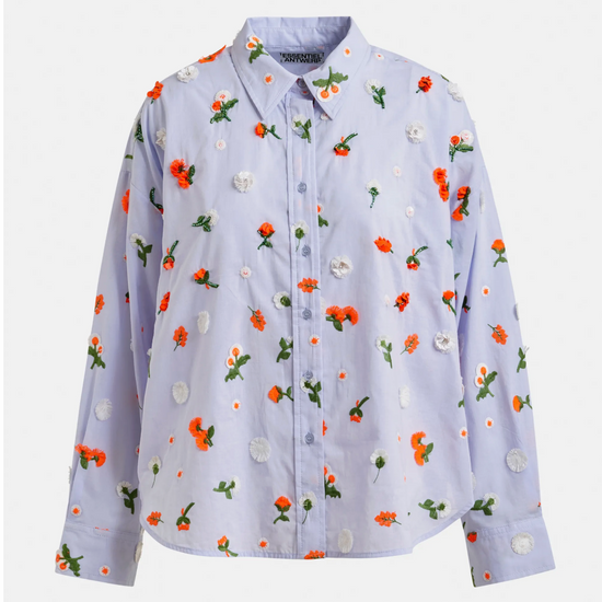 Floral patterned shirt on a white background