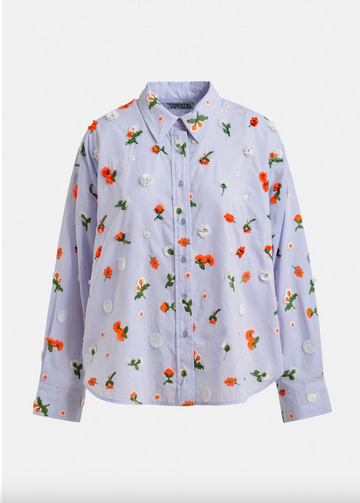 Floral patterned shirt on a white background