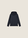 dark navy hooded sweatshirt with drawstring neck 