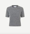 short sleeved brushed grey jumper with round neck