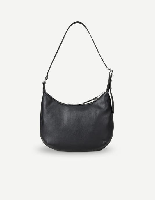 Black recycled leather handbag