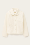 ecru cotton jacket with peter pan collar, 1 patch pocket and silver buttons