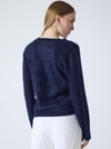 crew neck navy cashmere jumper with fluffy texture rear view 