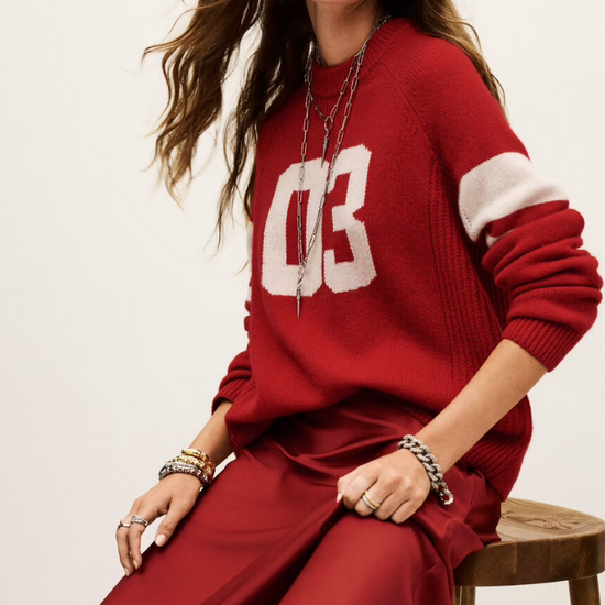 red polyester mid length skirt with lace trim and side zip from ba&sh model shot