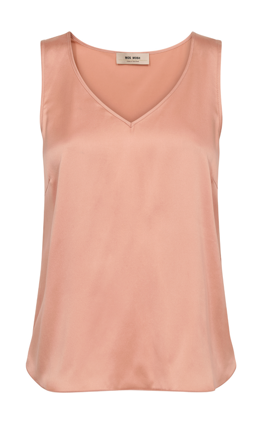 MMAstrid Silk V-Neck Top Peachy