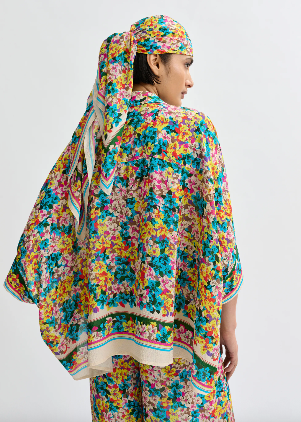 Rear view of floral shirt