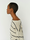 Ecru cotton knit with black stripe