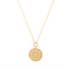 Sterling silver gold plated circular pendant necklace with dot work from Anna beck