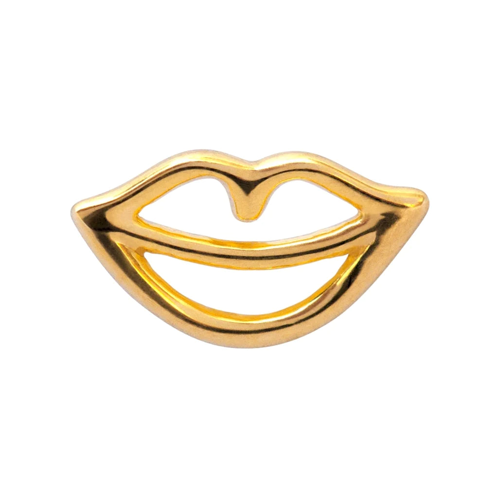 Gold plated sterling silver lip shape single stud earring