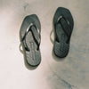 Square toe black rubber flip flops from sleepers 