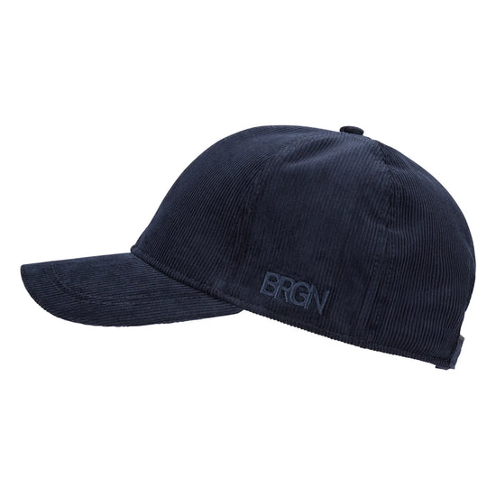 Navy blue cap with 'BRGN' logo on a white background