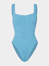 sqaure neck crinkle sky blue swimsuit from hunza g