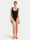 sqaure neck crinkle black swimsuit from hunza g model shot