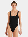 sqaure neck crinkle black swimsuit from hunza g model shot