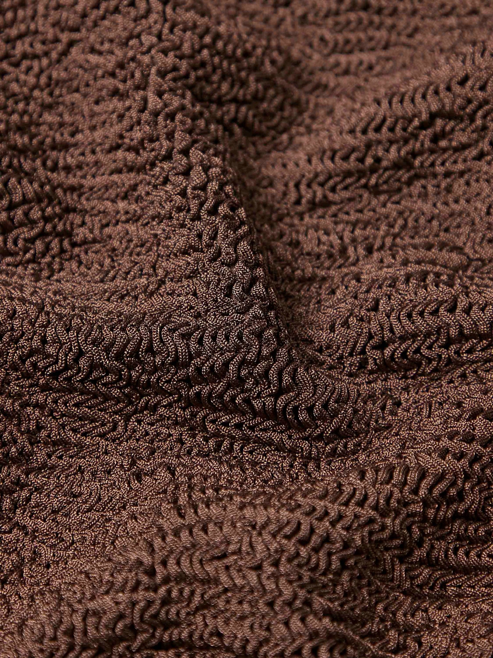 sqaure neck crinkle metallic chocolate swimsuit from hunza g close up of fabric