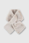 Ecru Faux fur scarf with slit for tuck through