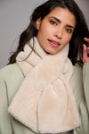 Ecru Faux fur scarf with slit for tuck through