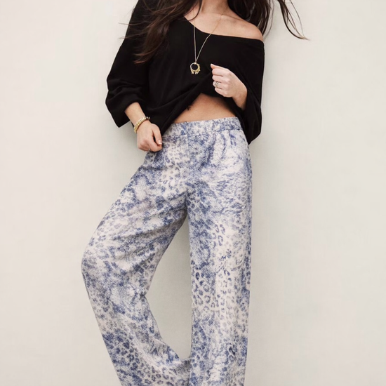 Pale blue straight leg satin trousers from ba&sh