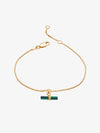 delicate gold bracelet with green malachite t bar charm with lobster clasp from rachel jackson