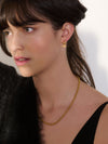 mini t bar huggie earrings gold from rachel jackson model shot