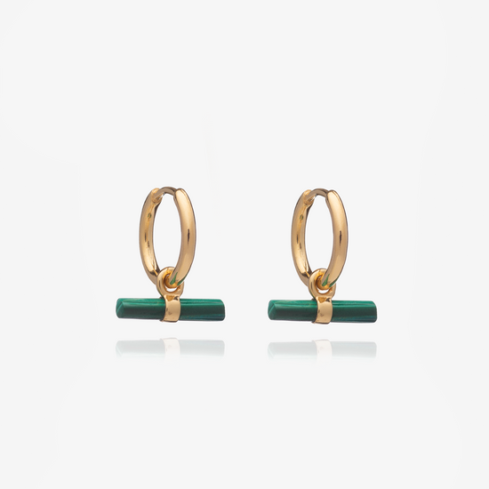malachite mini bar huggie earring gold from rachel jackson