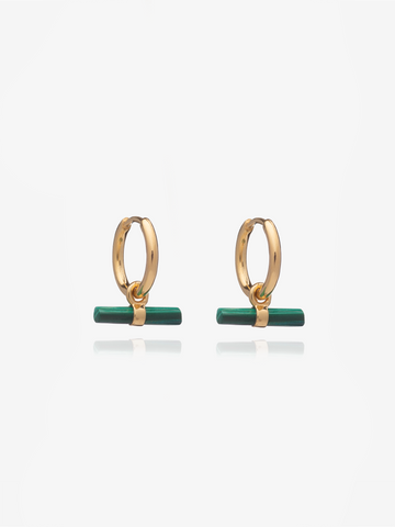 malachite mini bar huggie earring gold from rachel jackson