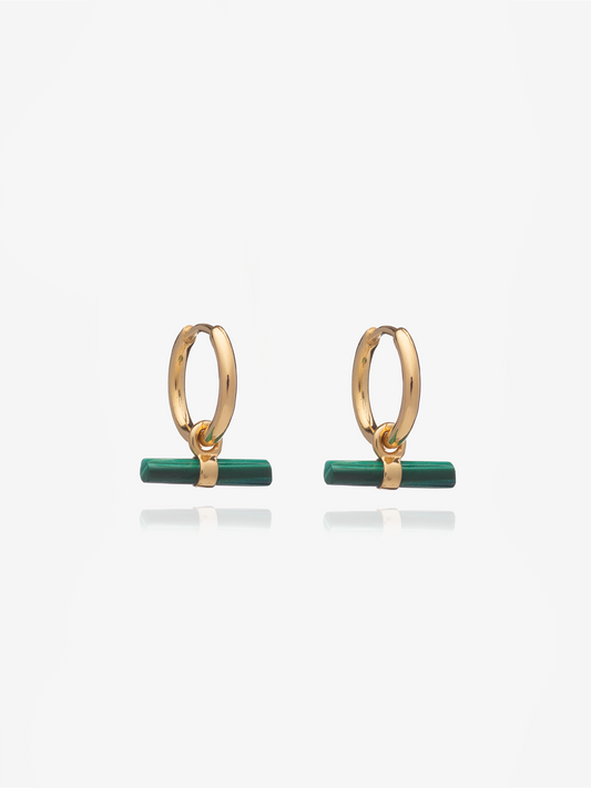 malachite mini bar huggie earring gold from rachel jackson
