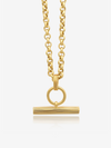 gold t-bar mini necklace on a delicate gold chain from rachel jackson close up