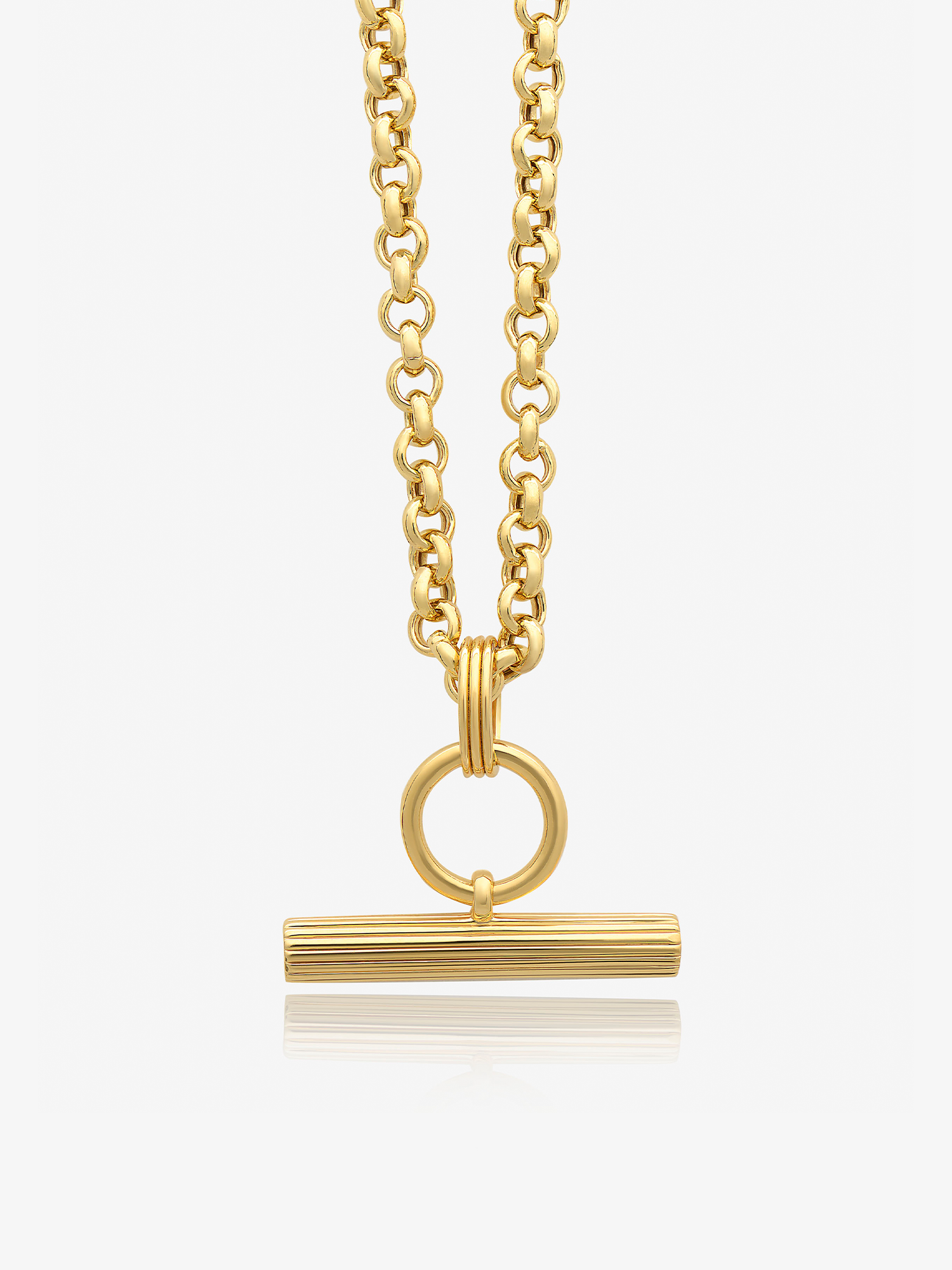 gold t-bar mini necklace on a delicate gold chain from rachel jackson close up