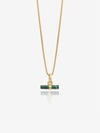 malachite rectangular pendant on a delicate gold chain and a gold ring from rachel jackson