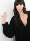 Gold t-bar necklace from rachel jackson model shot