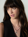 silver t bar necklace from rachel jackson model shot