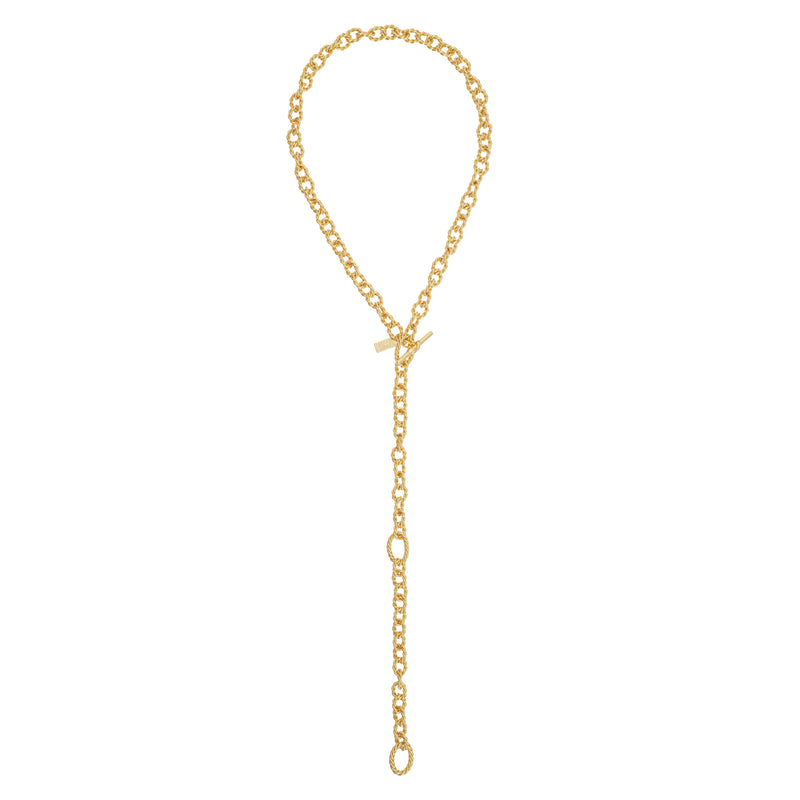 Gold chunky lariat necklace 
