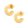 Gold hoop earrings on a white background