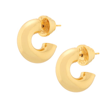 Gold hoop earrings on a white background