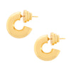 Gold hoop earrings on a white background